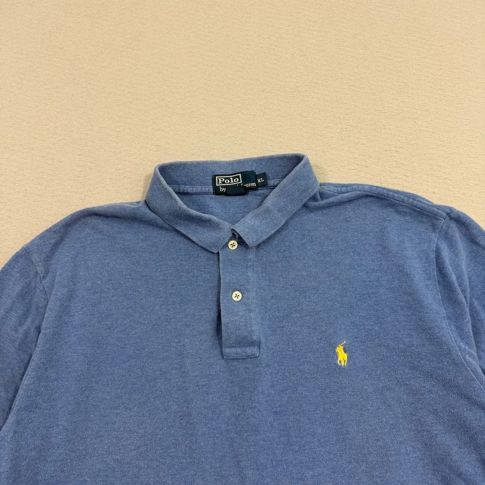 Polo Ralph Lauren Shirt Men's XL Blue Short Sleeve Pique Cotton Pony Logo Preppy
